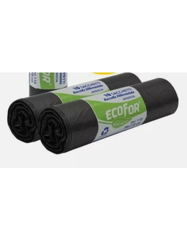 Ecofor sacchetti neri/bianchi r/diff.70x110 x10pz