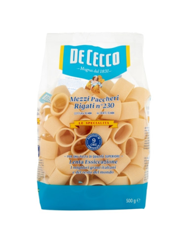 De cecco pasta sp gr500 n230 mezzi paccheri rigati