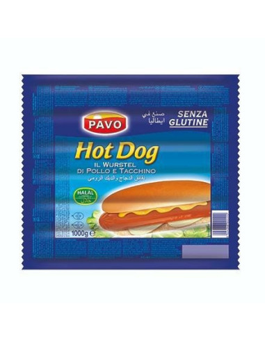 Pavo wurstel 1kg 10x100gr hot dog